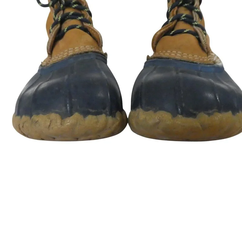 LL Bean Blue Brown Leather Waterproof 6 inch Unlined Bean Boots‎ Womens 8